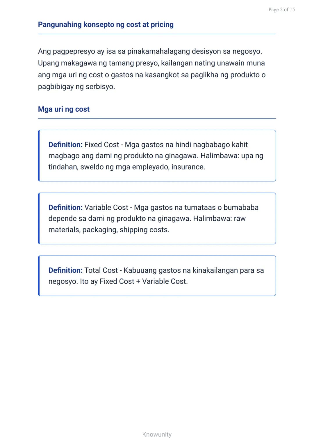 Pagpepresyo at Diskwento: Pagkalkula ng Cost at Mark-up
Pag-aaral ng mga pamamaraan sa pagkalkula ng
presyo at diskwento
Mga Layuning Pag-aa