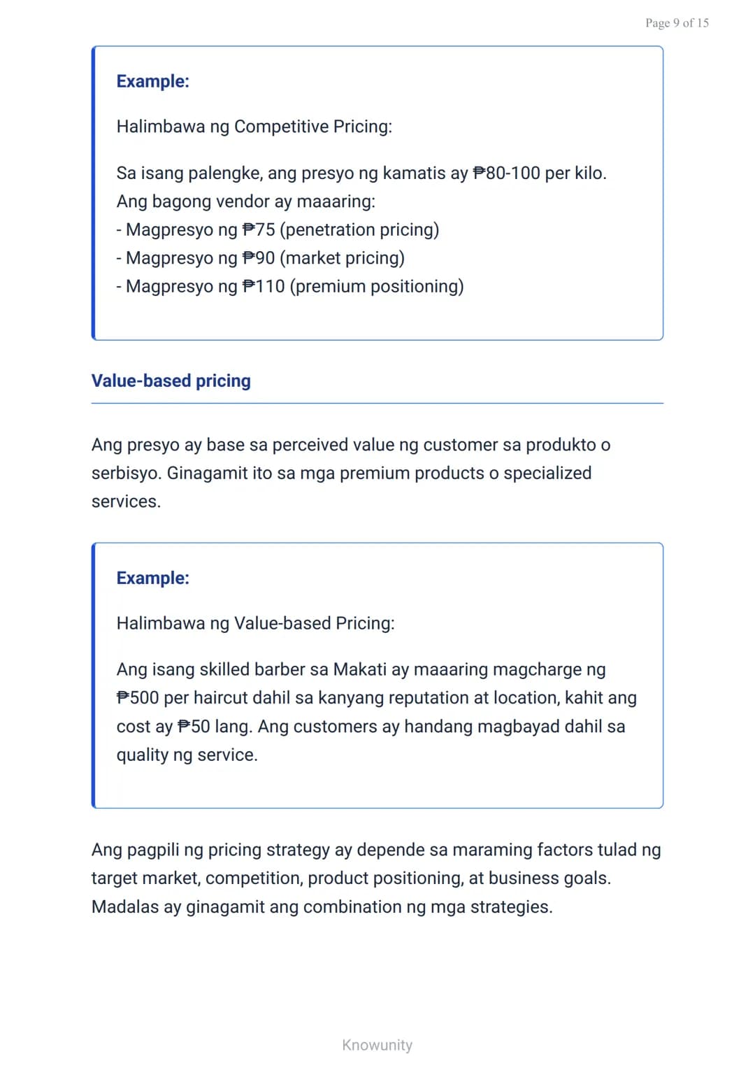 Pagpepresyo at Diskwento: Pagkalkula ng Cost at Mark-up
Pag-aaral ng mga pamamaraan sa pagkalkula ng
presyo at diskwento
Mga Layuning Pag-aa