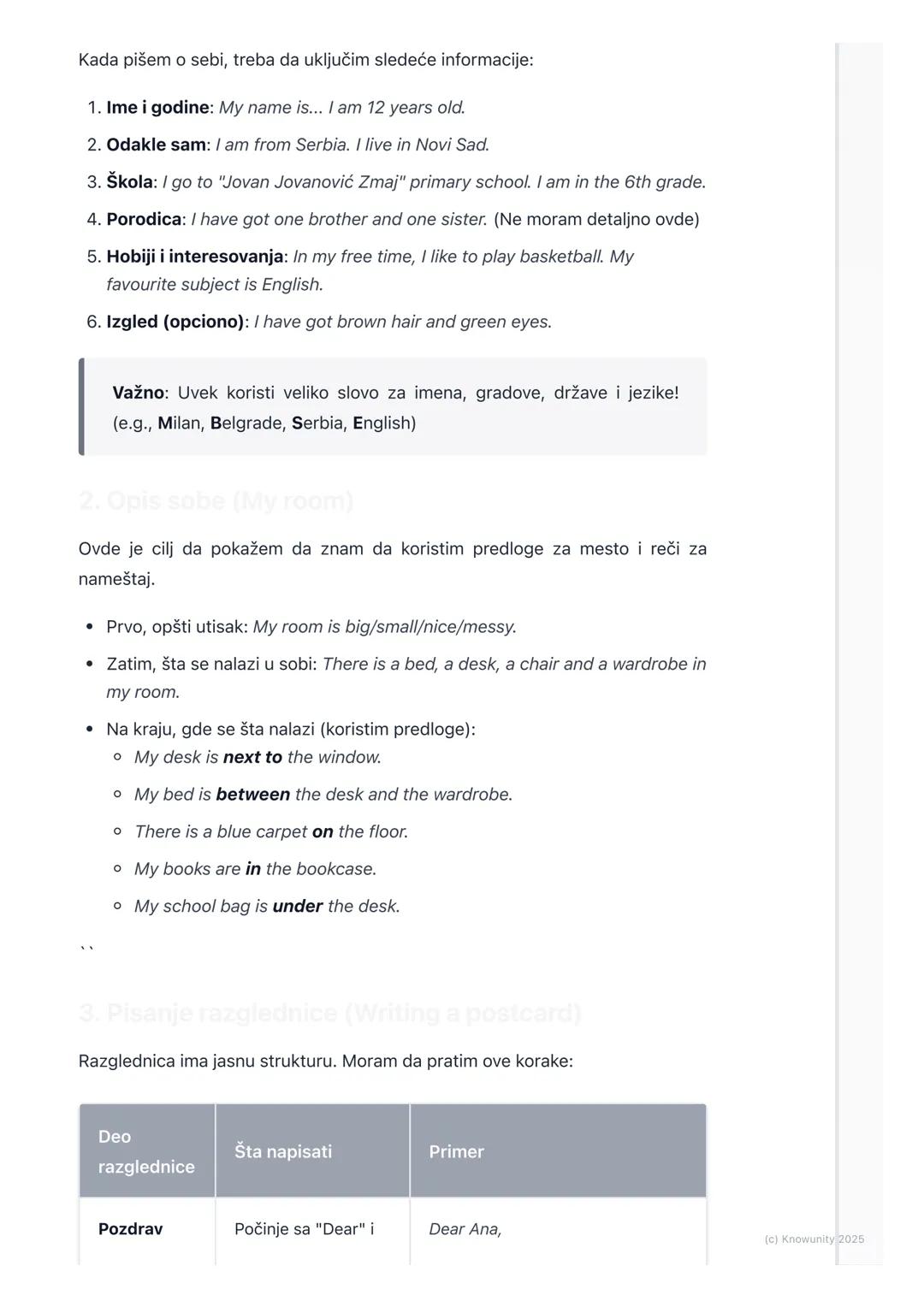 # Pisanje kratkih tekstova

Uvod u pisanje kratkih tekstova

Ovde učimo kako da koristimo reči i gramatiku koje smo naučili da bismo
napisal