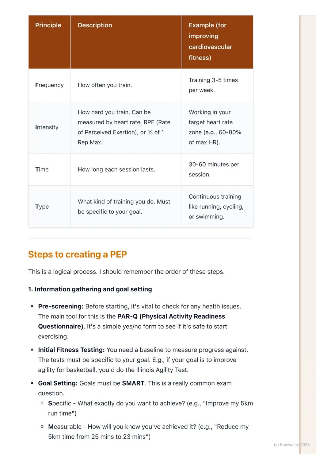 # Developing a Personal
Exercise Programme (PEP)

Introduction to personal exercise programmes

A Personal Exercise Programme (PEP) is a tra