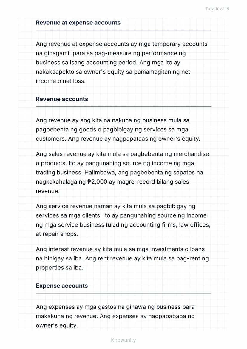 # Pangunahing Konsepto ng Accounting: Uri ng Transaksyon at Pag-uuri ng Account

Pag-aaral ng mga uri ng transaksyon at tamang pag-uuri ng m