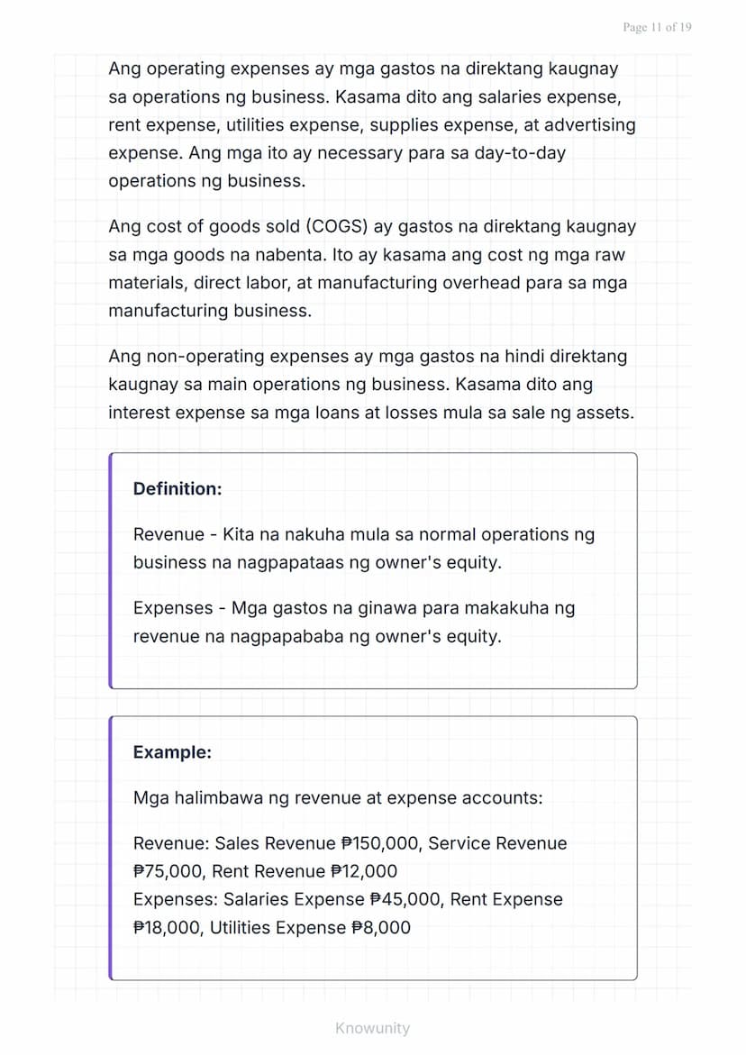 # Pangunahing Konsepto ng Accounting: Uri ng Transaksyon at Pag-uuri ng Account

Pag-aaral ng mga uri ng transaksyon at tamang pag-uuri ng m