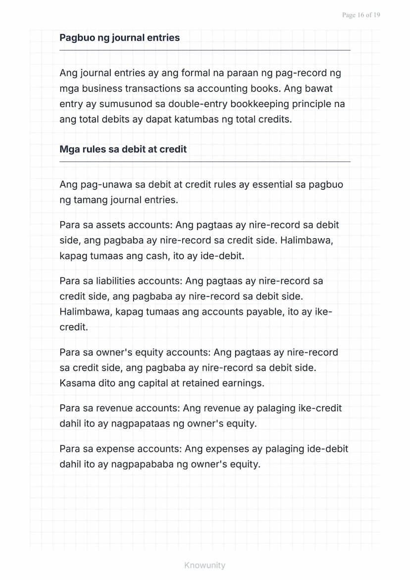 # Pangunahing Konsepto ng Accounting: Uri ng Transaksyon at Pag-uuri ng Account

Pag-aaral ng mga uri ng transaksyon at tamang pag-uuri ng m