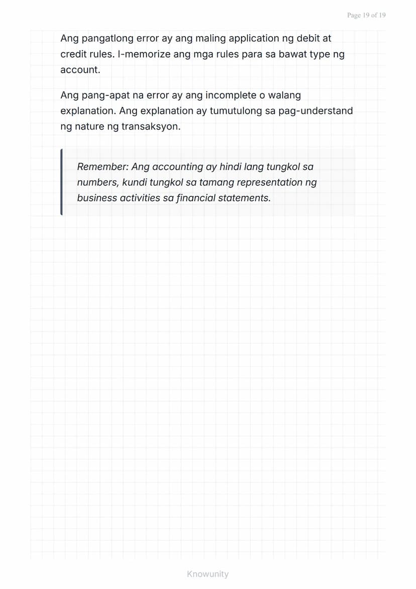 # Pangunahing Konsepto ng Accounting: Uri ng Transaksyon at Pag-uuri ng Account

Pag-aaral ng mga uri ng transaksyon at tamang pag-uuri ng m