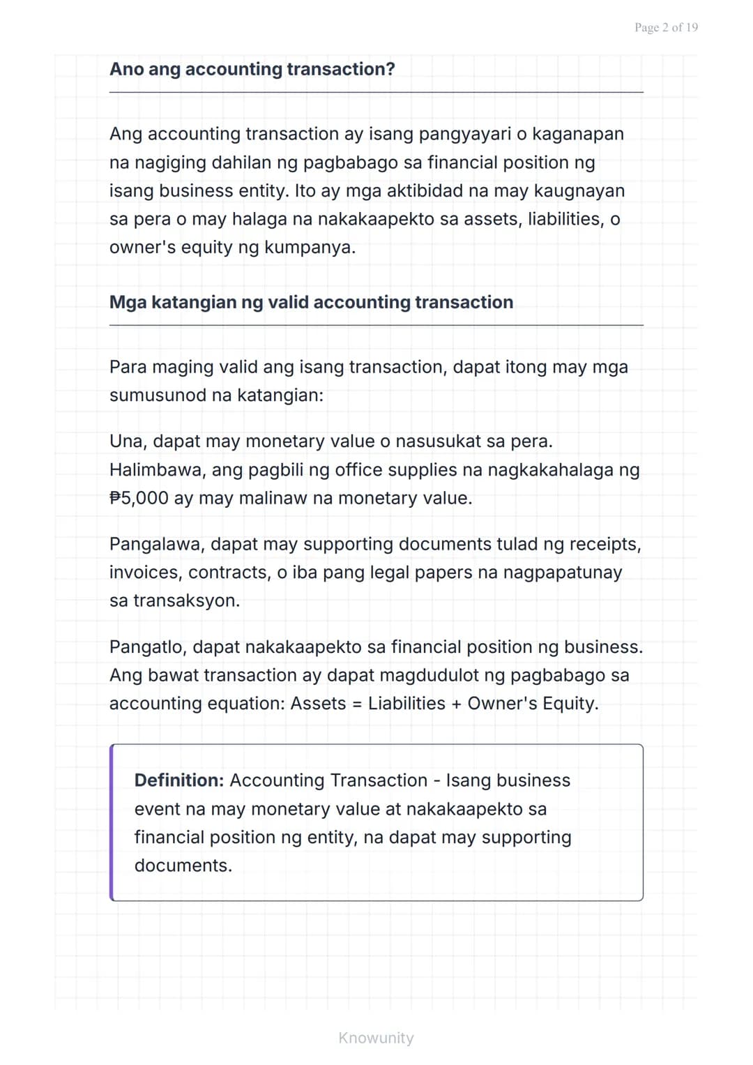 # Pangunahing Konsepto ng Accounting: Uri ng Transaksyon at Pag-uuri ng Account

Pag-aaral ng mga uri ng transaksyon at tamang pag-uuri ng m