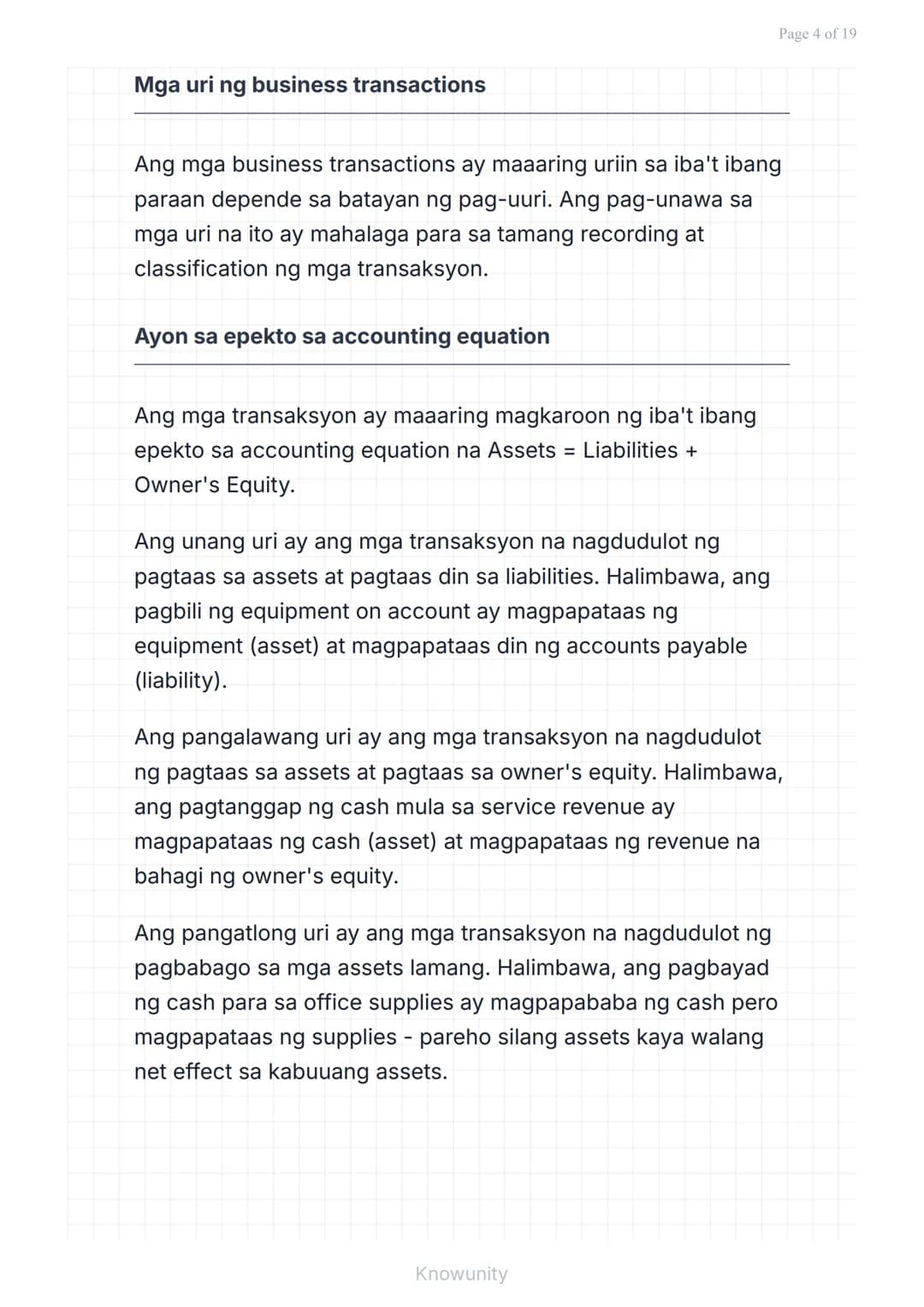 # Pangunahing Konsepto ng Accounting: Uri ng Transaksyon at Pag-uuri ng Account

Pag-aaral ng mga uri ng transaksyon at tamang pag-uuri ng m