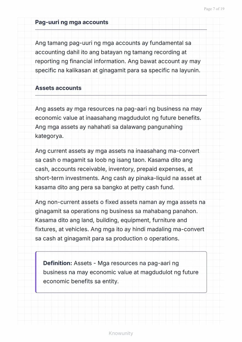 # Pangunahing Konsepto ng Accounting: Uri ng Transaksyon at Pag-uuri ng Account

Pag-aaral ng mga uri ng transaksyon at tamang pag-uuri ng m