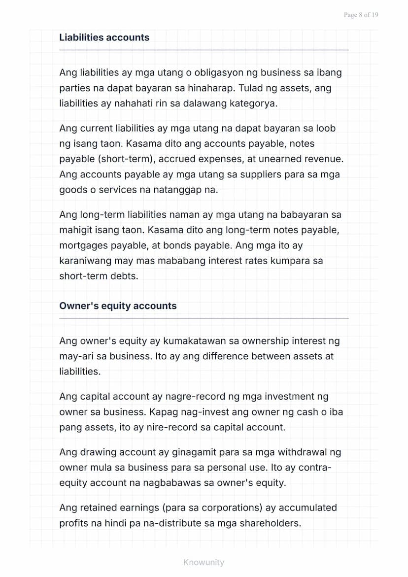 # Pangunahing Konsepto ng Accounting: Uri ng Transaksyon at Pag-uuri ng Account

Pag-aaral ng mga uri ng transaksyon at tamang pag-uuri ng m