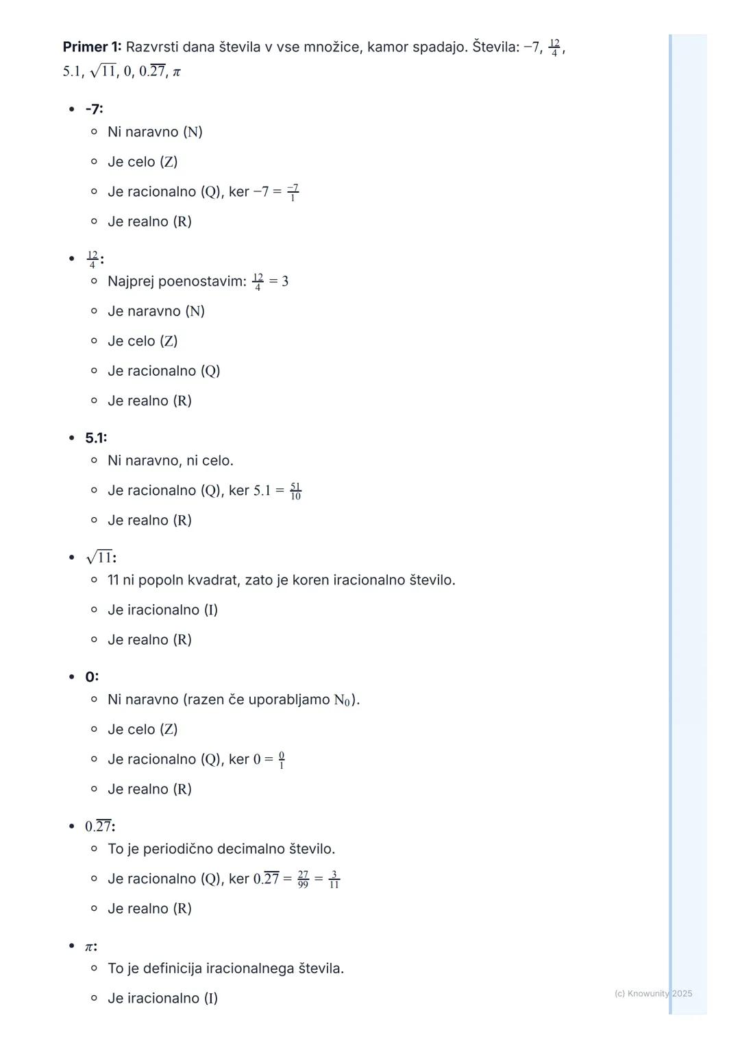 # Množice števil

## Uvod v množice števil

To so osnove za vse, kar bomo delali naprej v matematiki. Gre za to, da
znamo števila pravilno r