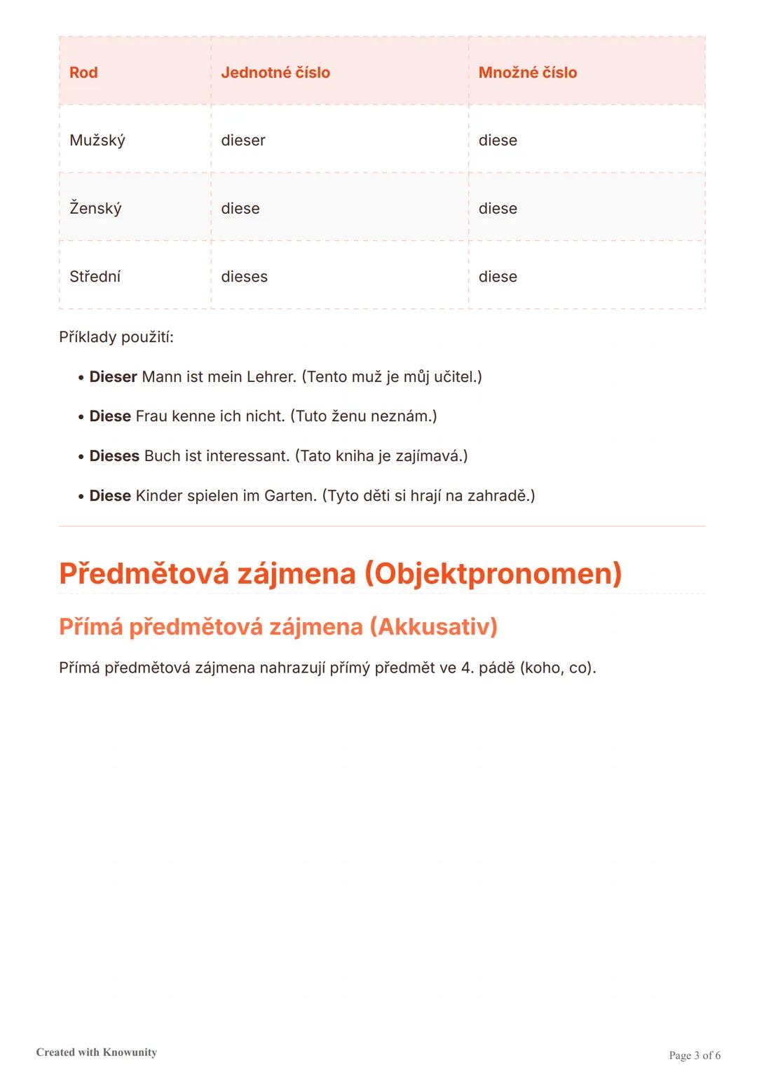# Zájmena a doprovázející slova v
němčině

Základní přehled německých zájmen a doprovázejících slov včetně přívlastňovacích,
eurčitých a uka