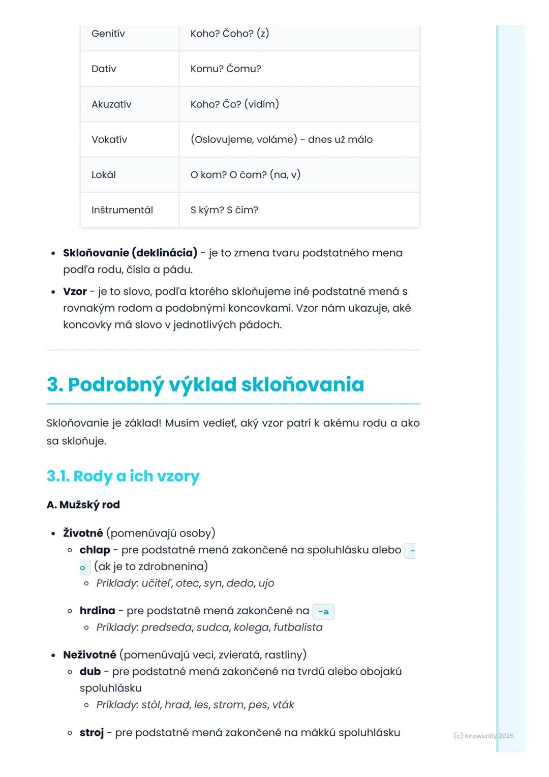 # Podstatné mená

## 1. Prehľad podstatných mien

Podstatné mená sú super dôležité, lebo pomenúvajú všetko okolo nás
ľudí, zvieratá, veci, v