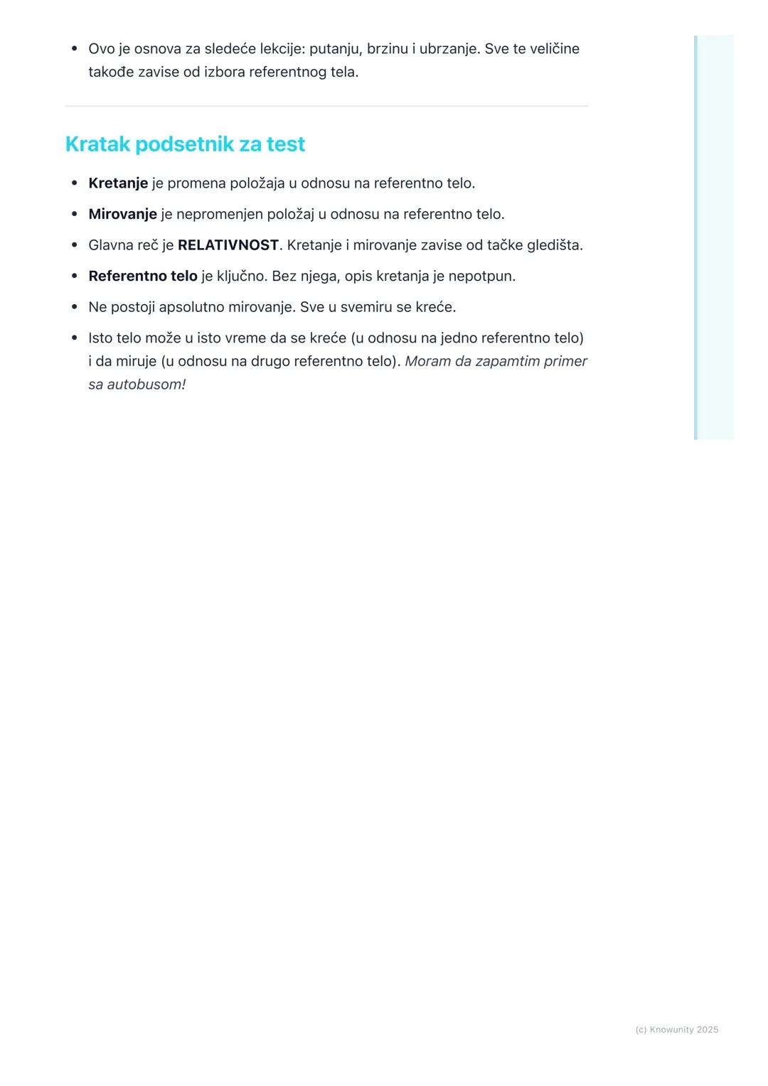 # Pojam kretanja i mirovanja

Uvod u kretanje i mirovanje

Sve oko nas se ili kreće ili stoji. Ali u fizici, da li se nešto kreće ili miruje