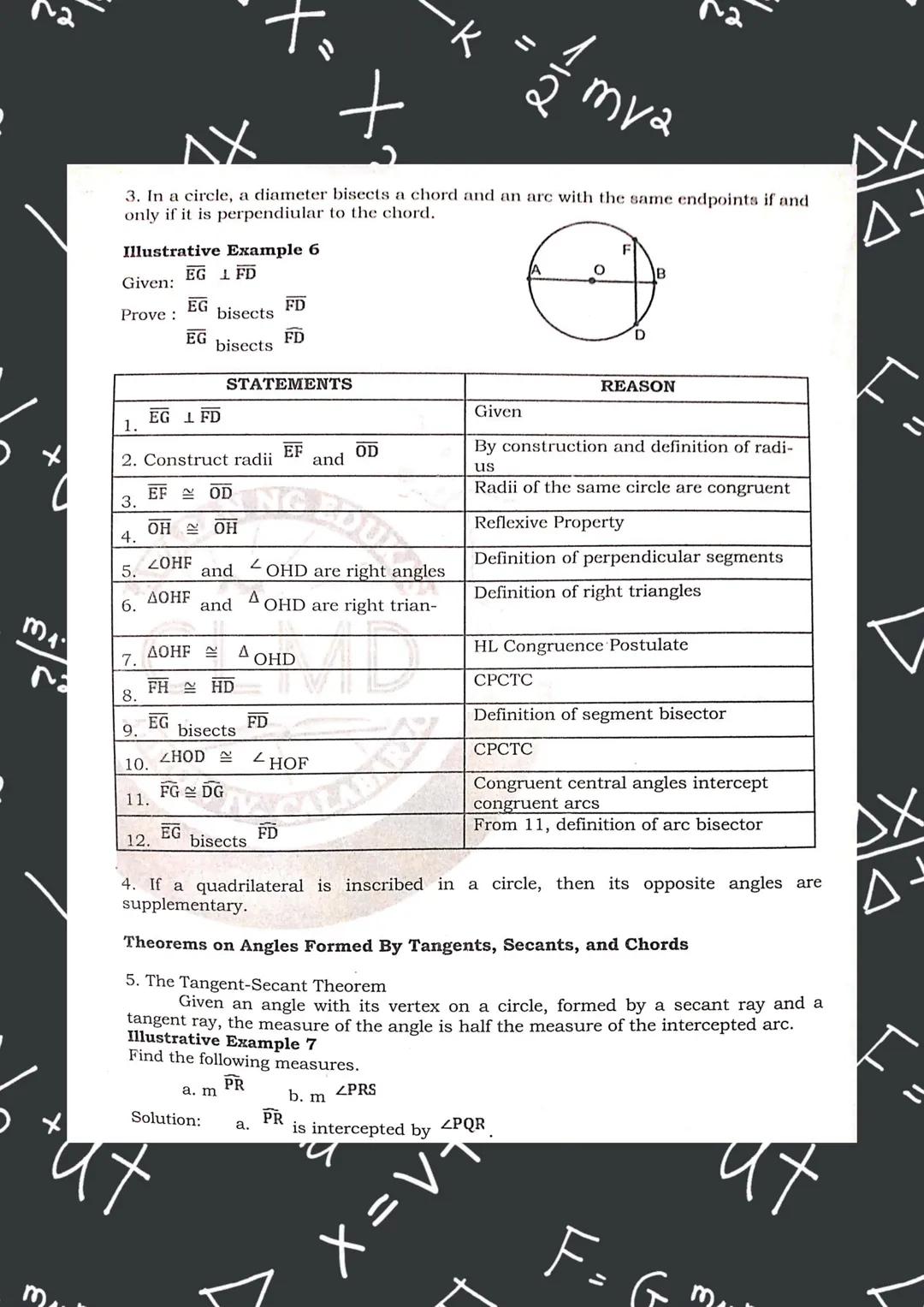 A circle is a set of points on a given plane, which is equidistant from a
fixed point called the center.
The Central Angle -Intercepted Arc
