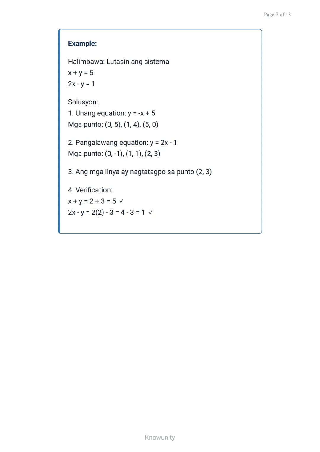 Mga sistema ng linear equation: Graphical na paglutas
Pag-aaral ng paglutas ng sistema ng linear
equation gamit ang graph
Mga layuning pang-