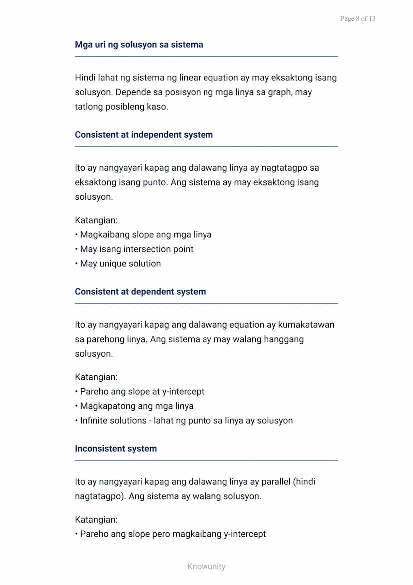 Mga sistema ng linear equation: Graphical na paglutas
Pag-aaral ng paglutas ng sistema ng linear
equation gamit ang graph
Mga layuning pang-