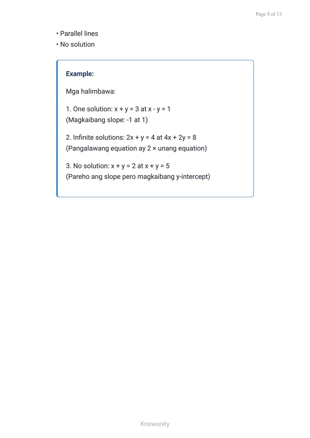 Mga sistema ng linear equation: Graphical na paglutas
Pag-aaral ng paglutas ng sistema ng linear
equation gamit ang graph
Mga layuning pang-