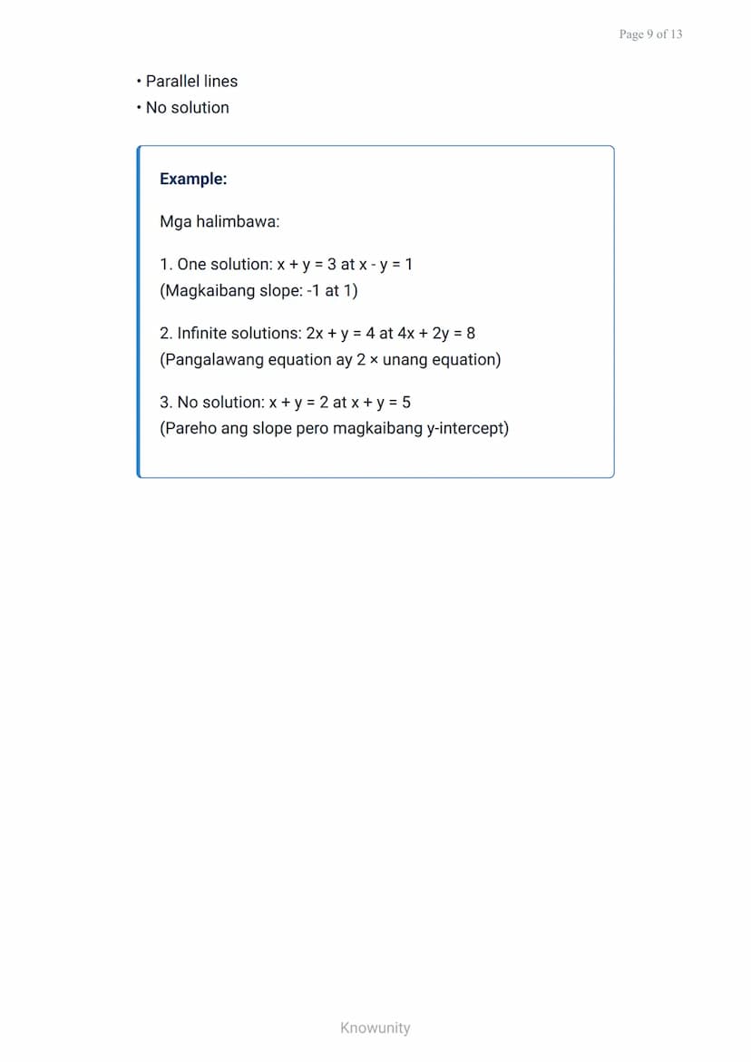 Mga sistema ng linear equation: Graphical na paglutas
Pag-aaral ng paglutas ng sistema ng linear
equation gamit ang graph
Mga layuning pang-