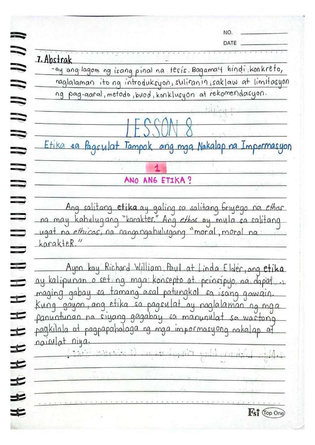 NO.
DATE
Lesson 1
Batayang Kaalaman sa Mapanuring Pagbasa
Ano ang Kahulugan ng Pagbabasa?
Lito ay proseso ng pag-aayos, pagkuha, at pag-unaw