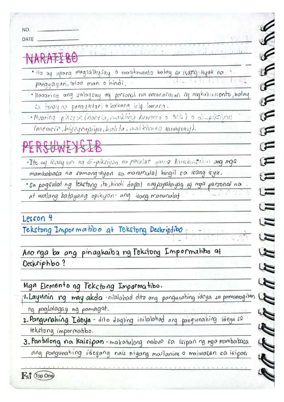 NO.
DATE
Lesson 1
Batayang Kaalaman sa Mapanuring Pagbasa
Ano ang Kahulugan ng Pagbabasa?
Lito ay proseso ng pag-aayos, pagkuha, at pag-unaw