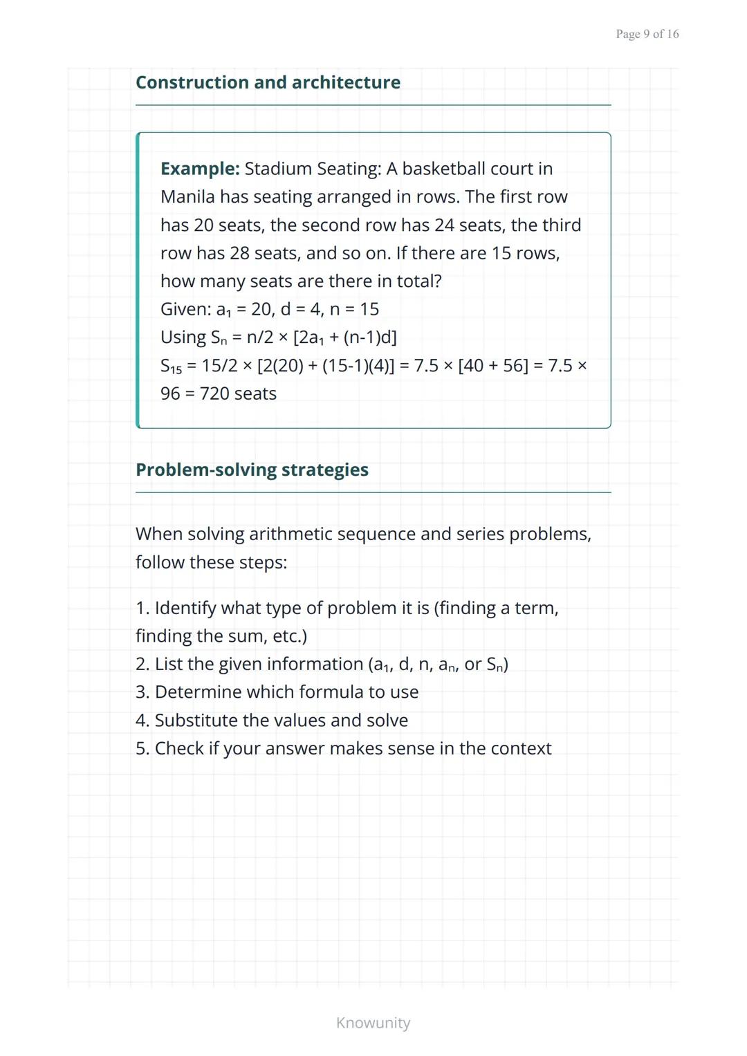 Arithmetic sequences and series: Patterns and
formulas
Understanding arithmetic sequences,
series, and their real-world applications
What yo