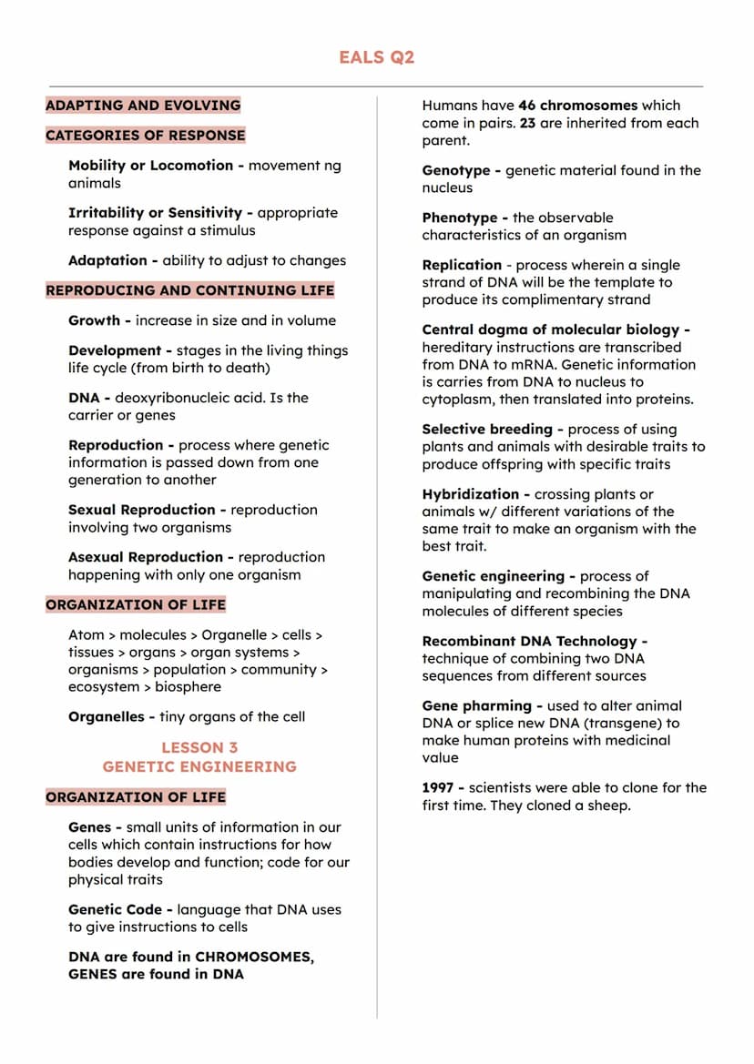 EALS Q2
LESSON 1
CHARACTERISTICS OF LIFE
BIOLOGY
Biology - Science that deals with
structures, functions, and relationships of
living things