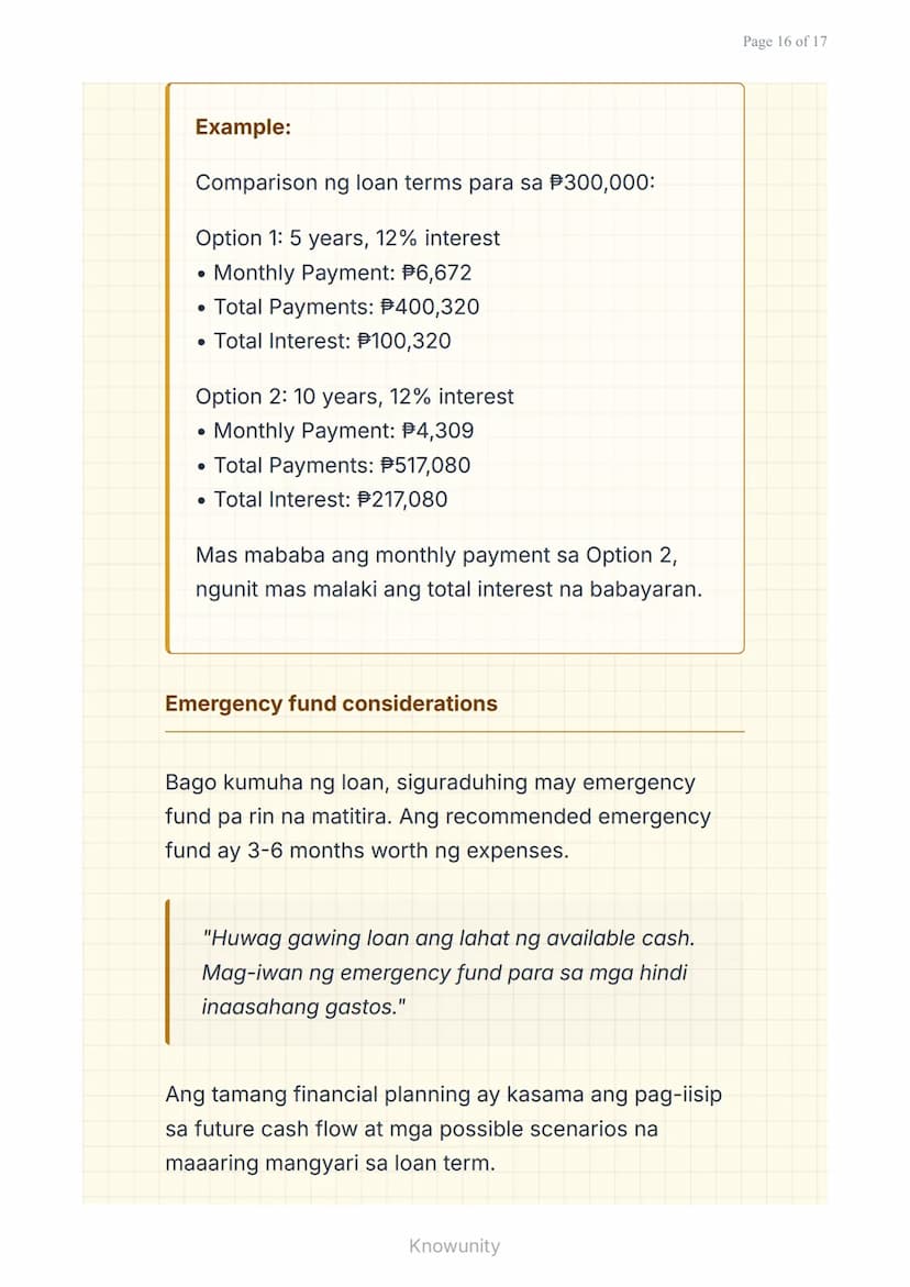 Mga Pautang at Financing: Pag-aanalisa ng Interest
Rate at Terms
Pag-aaral ng mga uri ng pautang at
pagsusuri ng interest rates
Mga Layuning