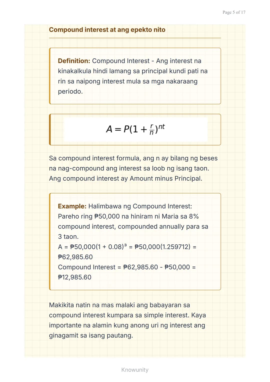 Mga Pautang at Financing: Pag-aanalisa ng Interest
Rate at Terms
Pag-aaral ng mga uri ng pautang at
pagsusuri ng interest rates
Mga Layuning
