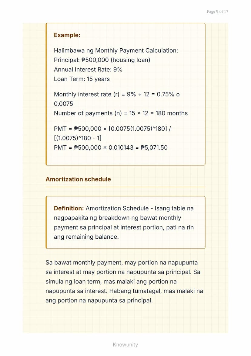 Mga Pautang at Financing: Pag-aanalisa ng Interest
Rate at Terms
Pag-aaral ng mga uri ng pautang at
pagsusuri ng interest rates
Mga Layuning