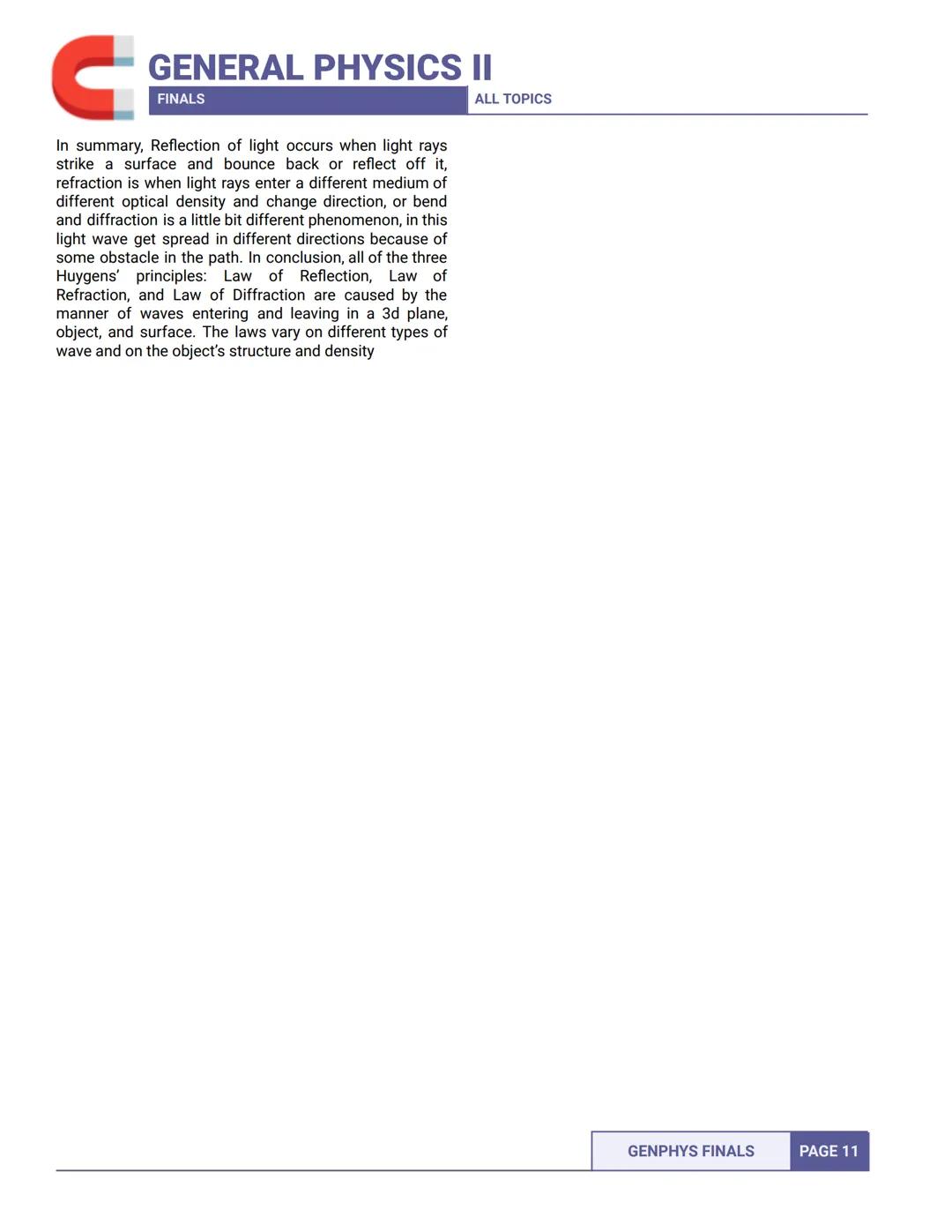 GENERAL PHYSICS II
FINALS
- SEM 2 ALL TOPICS -
1.0 ELECTROSTATICS
Refers to studying all phenomena with electric
charges at rest
1.1 ELECTRI