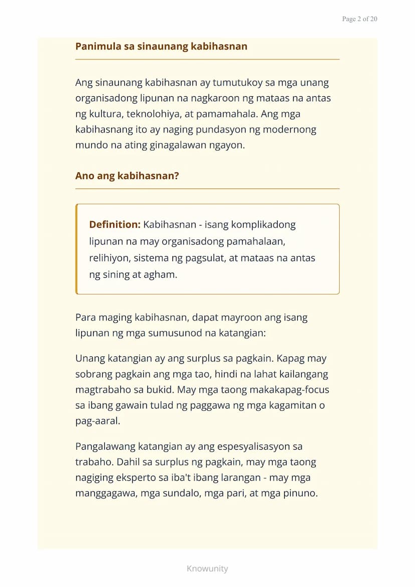 # Sinauang Kabihasnan ng Daigdig: Mesopotamia, Ehipto, Indus, at Tsina

Pag-aaral ng apat na mahahalagang sinaunang kabihasnan sa mundo

## 