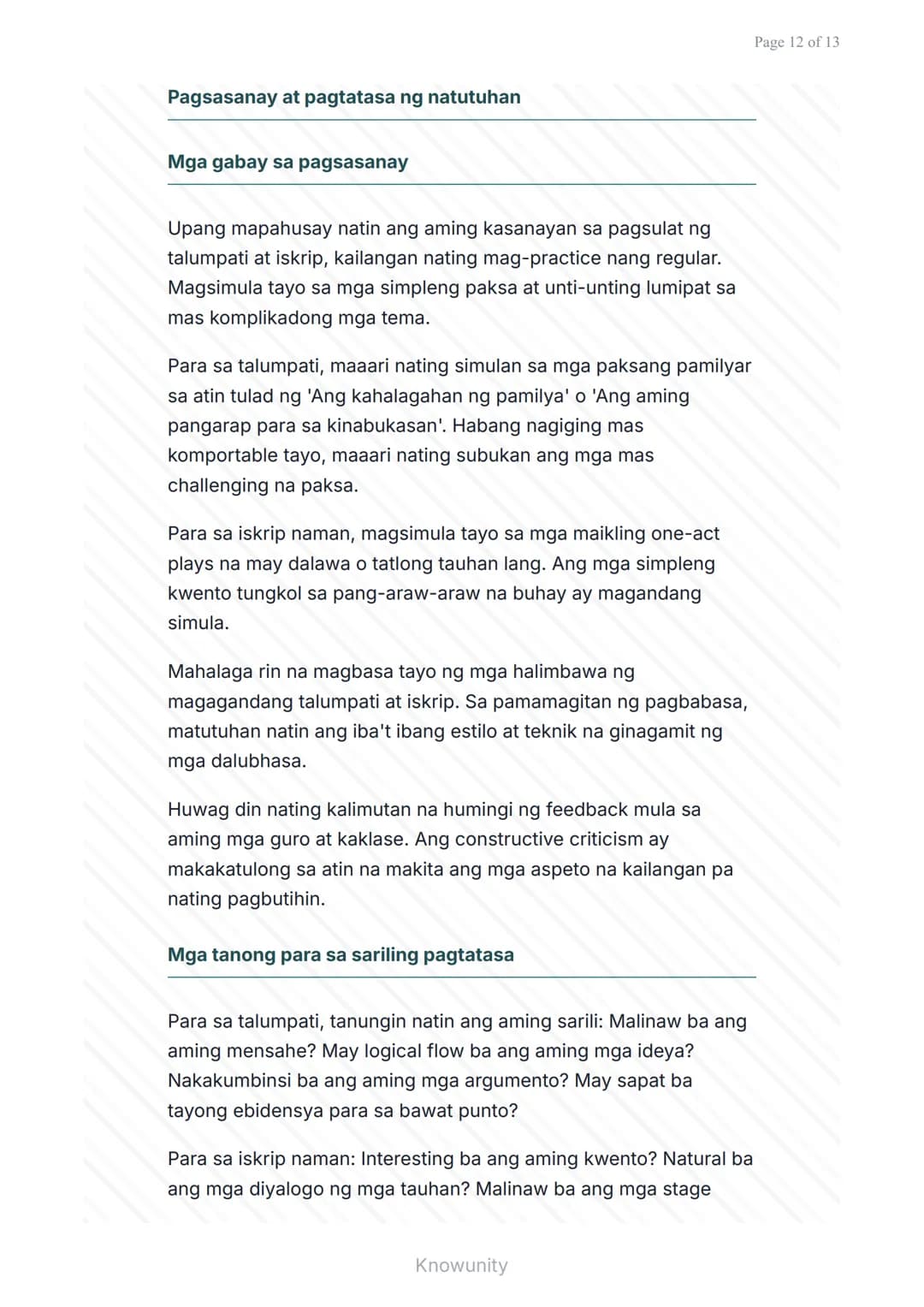 # Pagsulat ng Talumpati at Iskrip para sa Dulay

Matututuhan ang tamang paraan ng pagsulat ng talumpati at iskrip

## Mga Layuning Pang-eduk