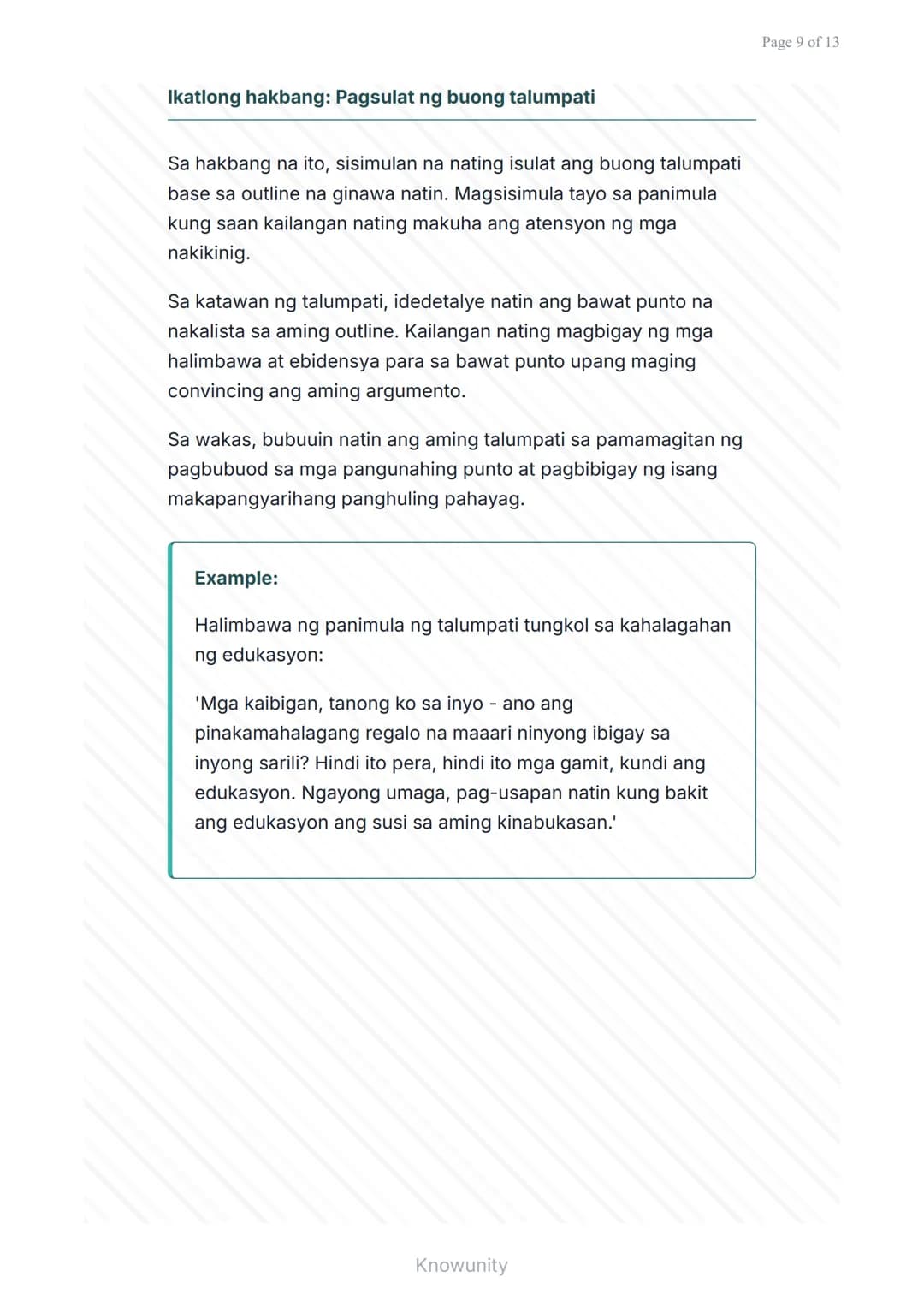 # Pagsulat ng Talumpati at Iskrip para sa Dulay

Matututuhan ang tamang paraan ng pagsulat ng talumpati at iskrip

## Mga Layuning Pang-eduk