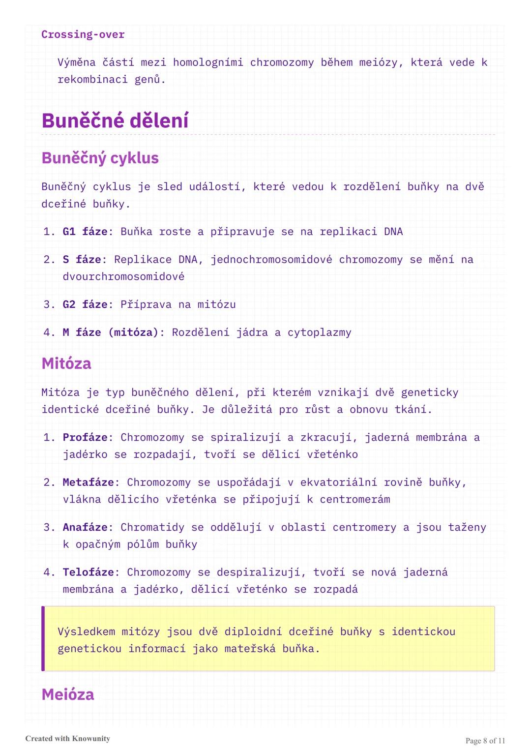 Genetika - studijní přehled pro
maturitu
Komplexní přehled genetiky zahrnující DNA, replikaci, transkripci,
translaci, genovou regulaci, mut