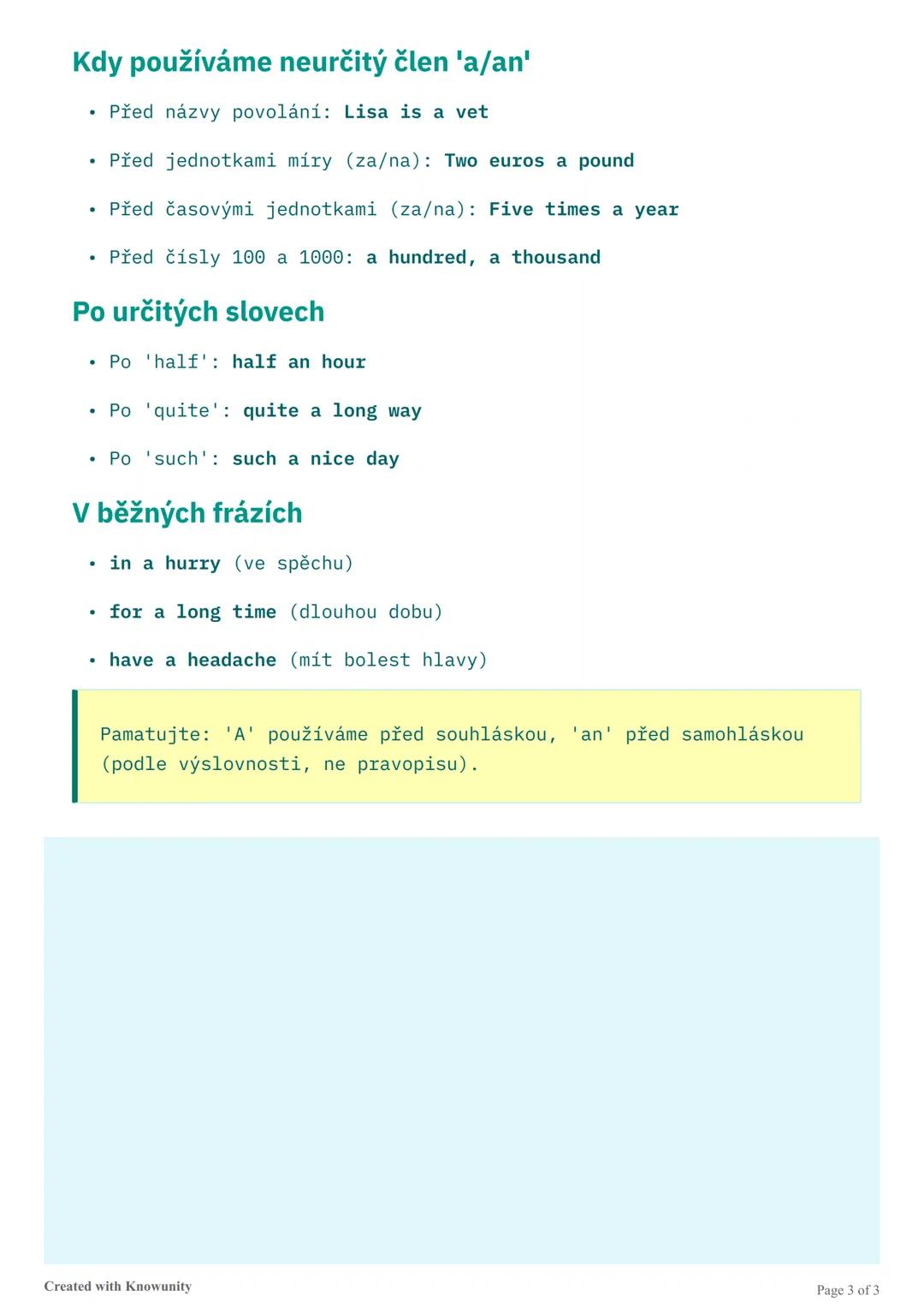 # Určitý a neurčitý člen v angličtině

Přehled pravidel pro používání určitého členu 'the' a neurčitého členu
'a/an' v anglickém jazyce.

##