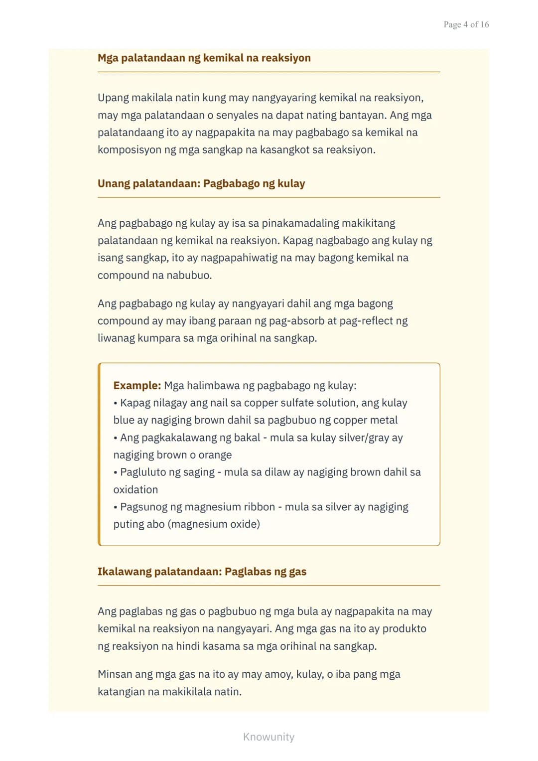 Pagkakakilanlan ng mga Kemikal at Pisikal na Pagbabago
Pag-aaral ng mga palatandaan ng kemikal na
reaksiyon at pagbabago
Mga Layuning Pag-aa