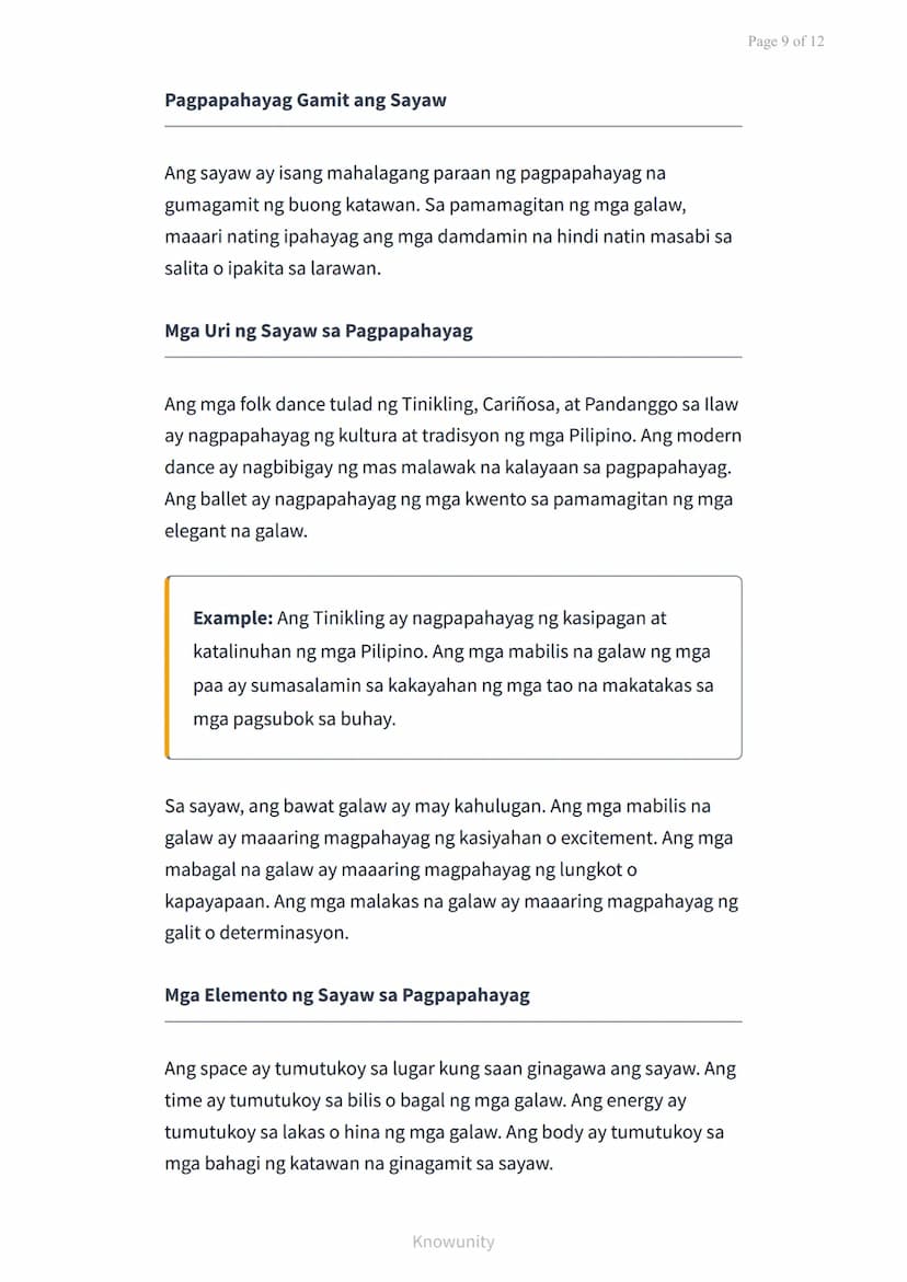 Pagpapahayag ng Sarili sa Pamamagitan ng Musika, Sining, at
Sayaw
Pag-aaral ng pagpapahalaga at pagpapahayag ng
sarili sa sining
Mga Layunin