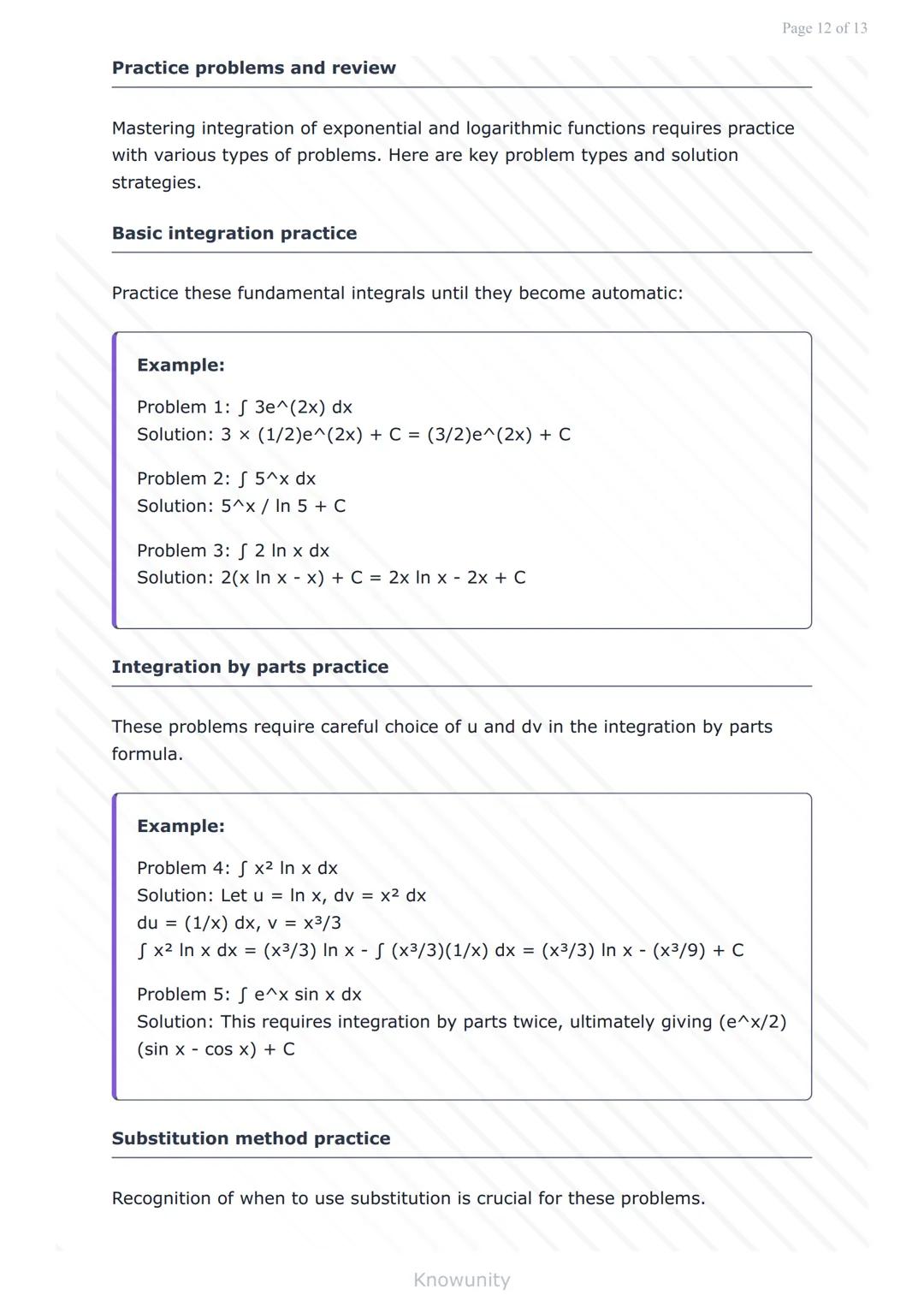 Integration of Exponential and Logarithmic Functions
Master integration techniques for exponential and
logarithmic functions
What you will l