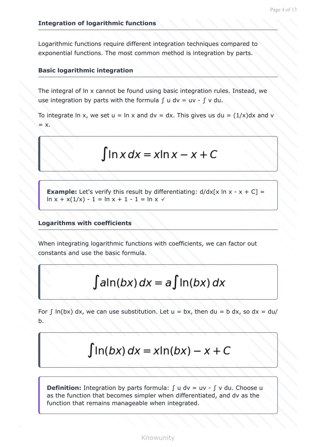 Integration of Exponential and Logarithmic Functions
Master integration techniques for exponential and
logarithmic functions
What you will l