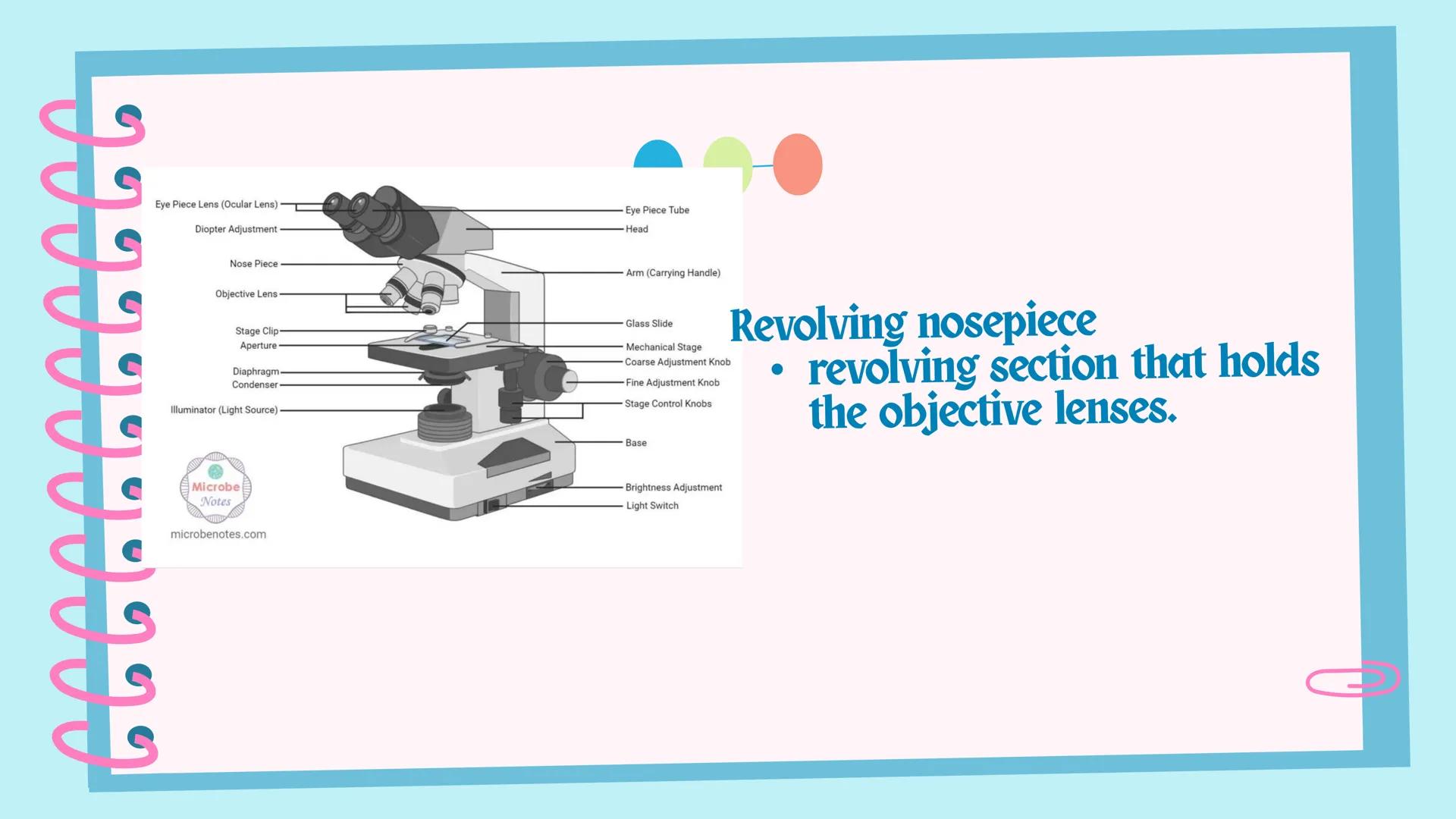 ## Microscope # Objectives

By the end of the session, you should be able to:
1. identify the parts and functions of a compound microscope;
