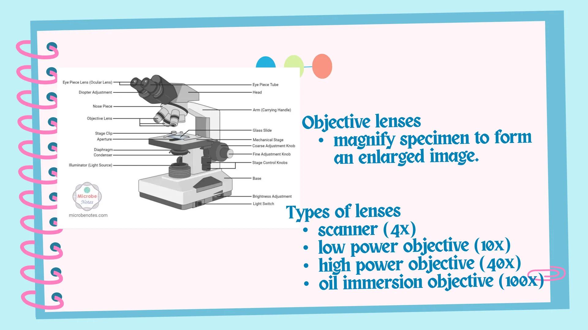 ## Microscope # Objectives

By the end of the session, you should be able to:
1. identify the parts and functions of a compound microscope;
