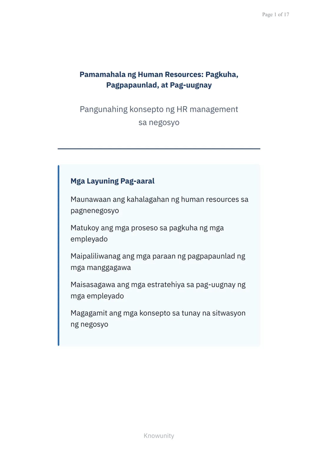 Pamamahala ng Human Resources: Pagkuha, Pagpapaunlad, at Pag-uugnay