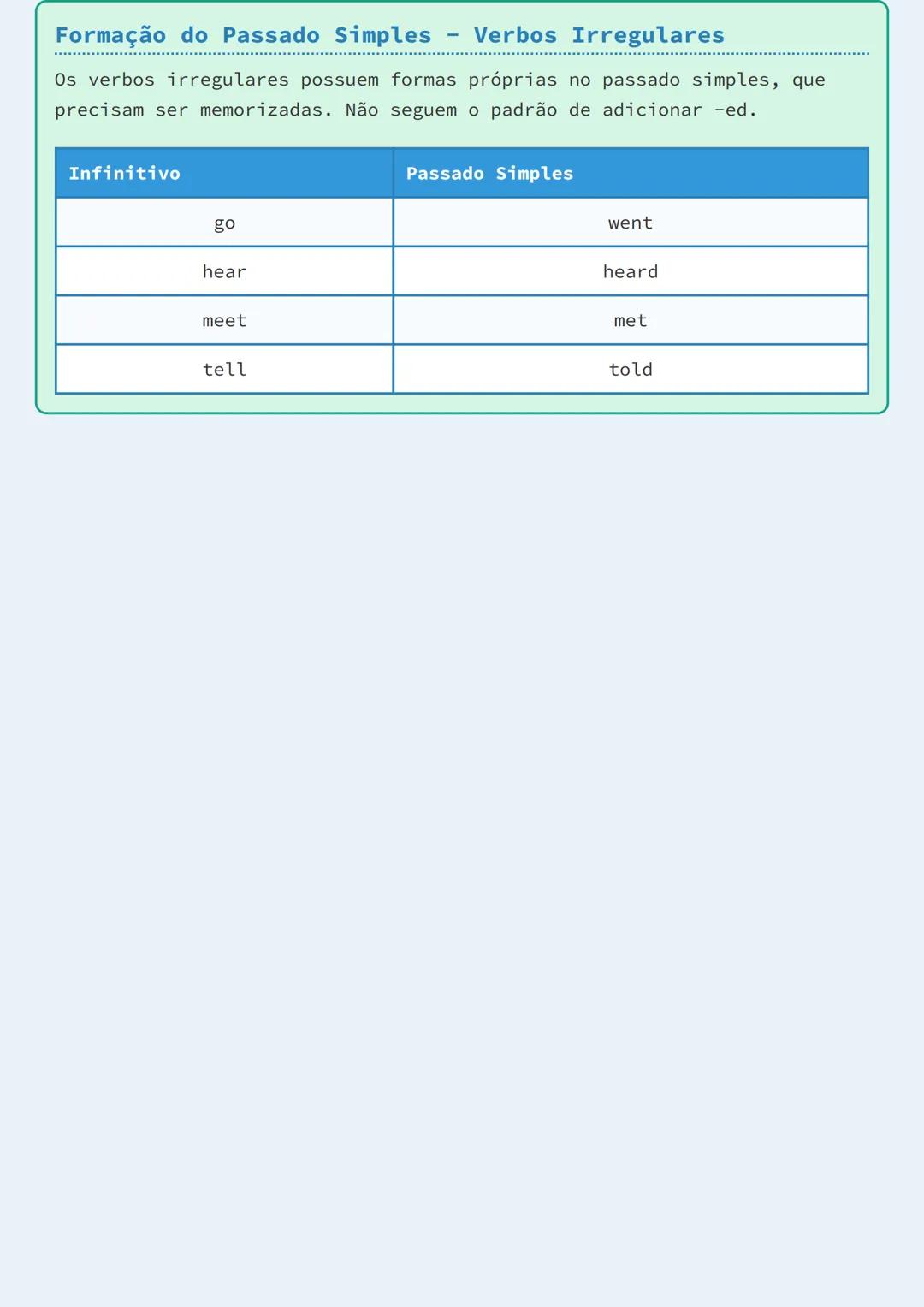# O Passado Simples (Simple Past)

## Introdução ao Passado Simples

O passado simples (simple past) é uma forma verbal usada para relatar
e