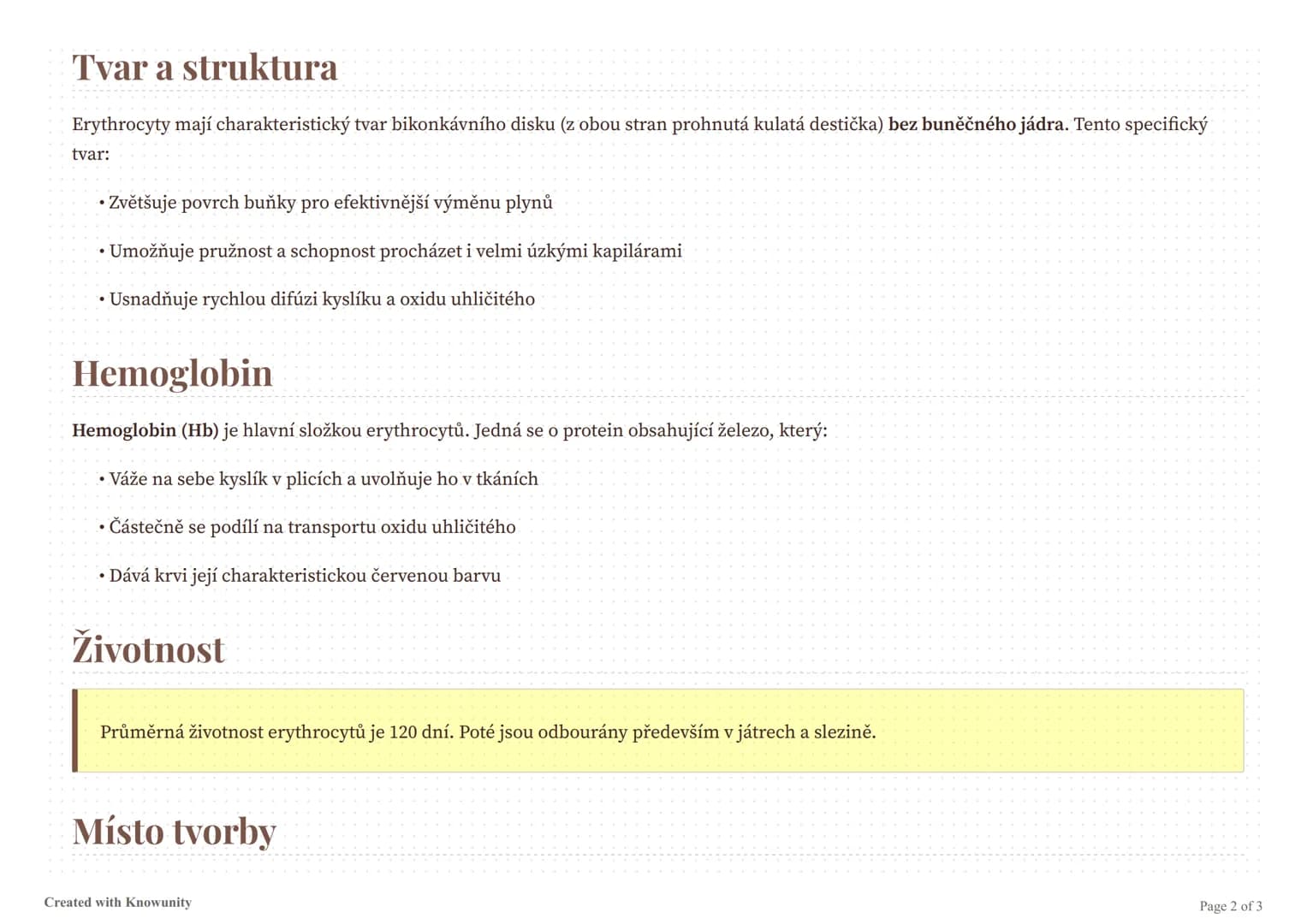 # Erythrocyty (červené krvinky)

Přehled základních informací o erythrocytech, jejich funkci, struktuře a významu v lidském těle.

# Erythro