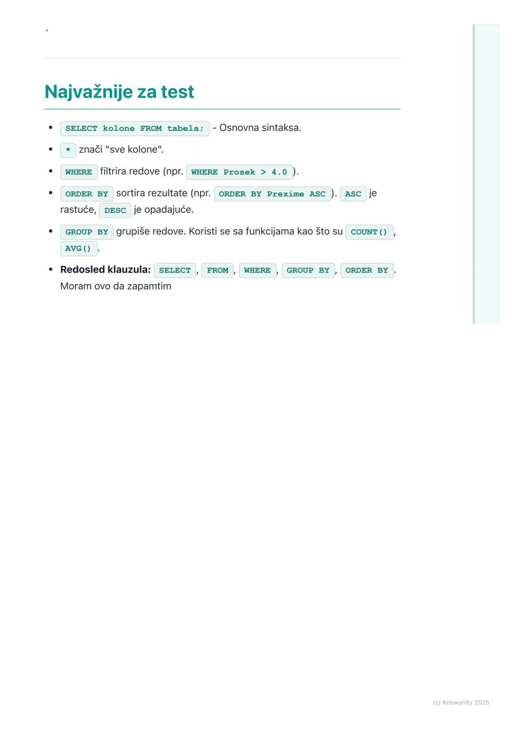 # SQL - upiti za preuzimanje
podataka (SELECT)

Uvod u preuzimanje podataka (SELECT)

SQL (Structured Query Language) je jezik koji koristim