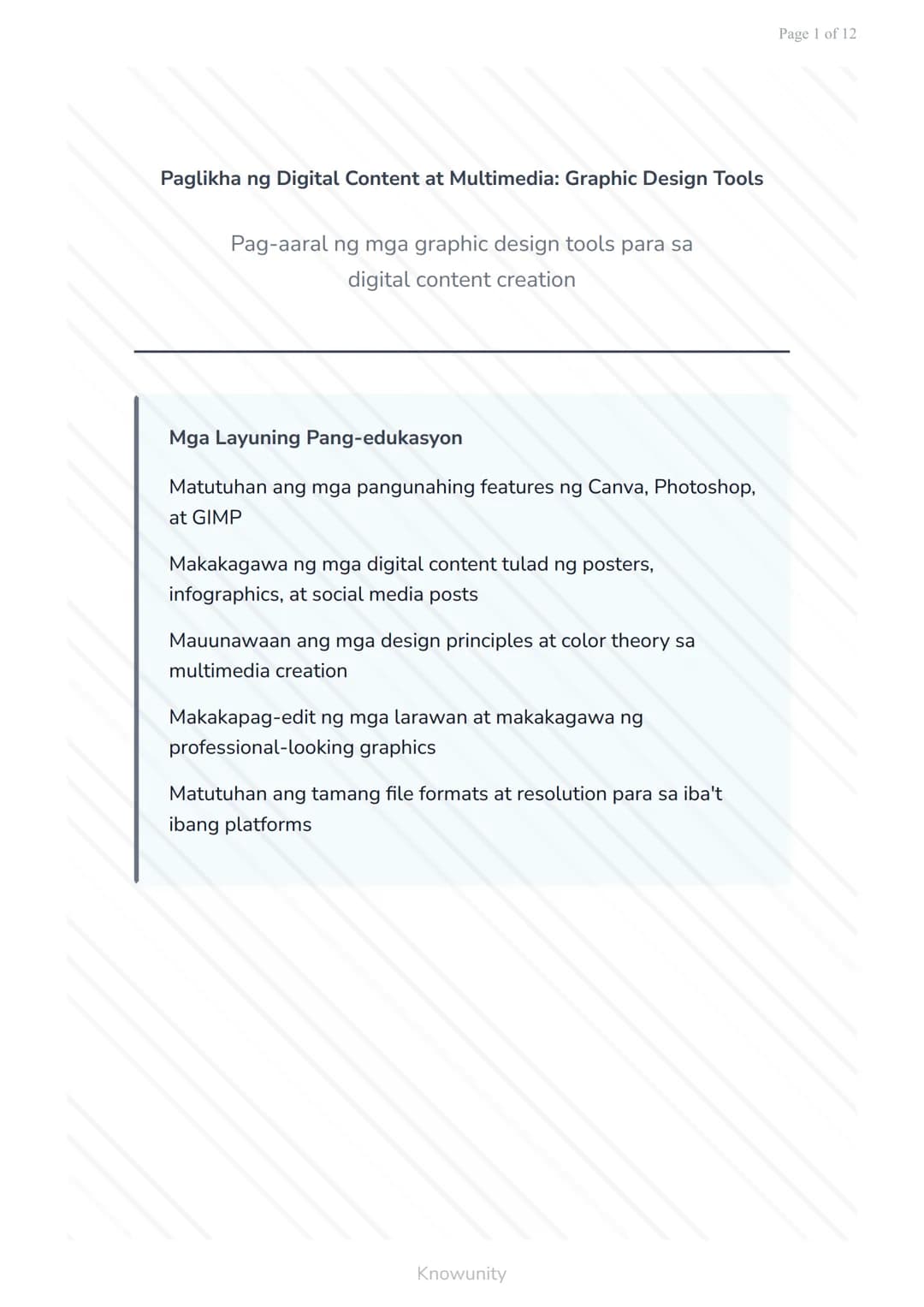 Paglikha ng Digital Content at Multimedia: Graphic Design Tools