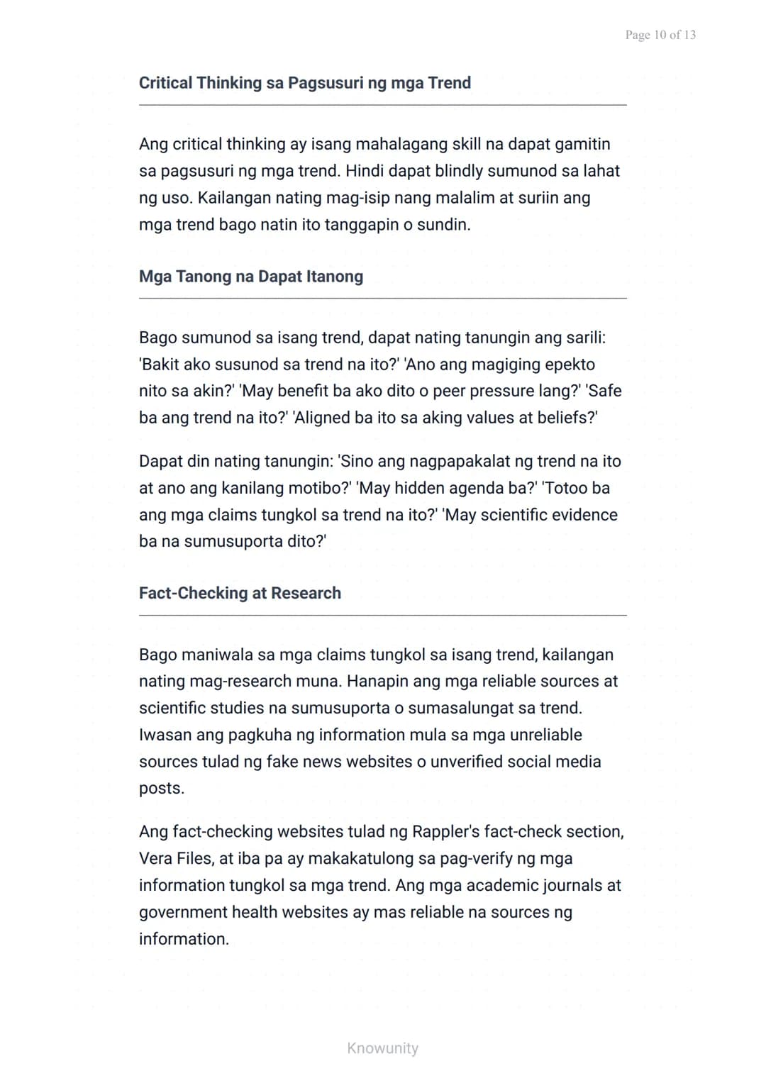 --- OCR Start ---
Pagkilala at Pagsusuri ng mga Trend sa Makabagong Panahon
Pagsusuri ng positibo at negatibong epekto ng
mga trend sa kabat