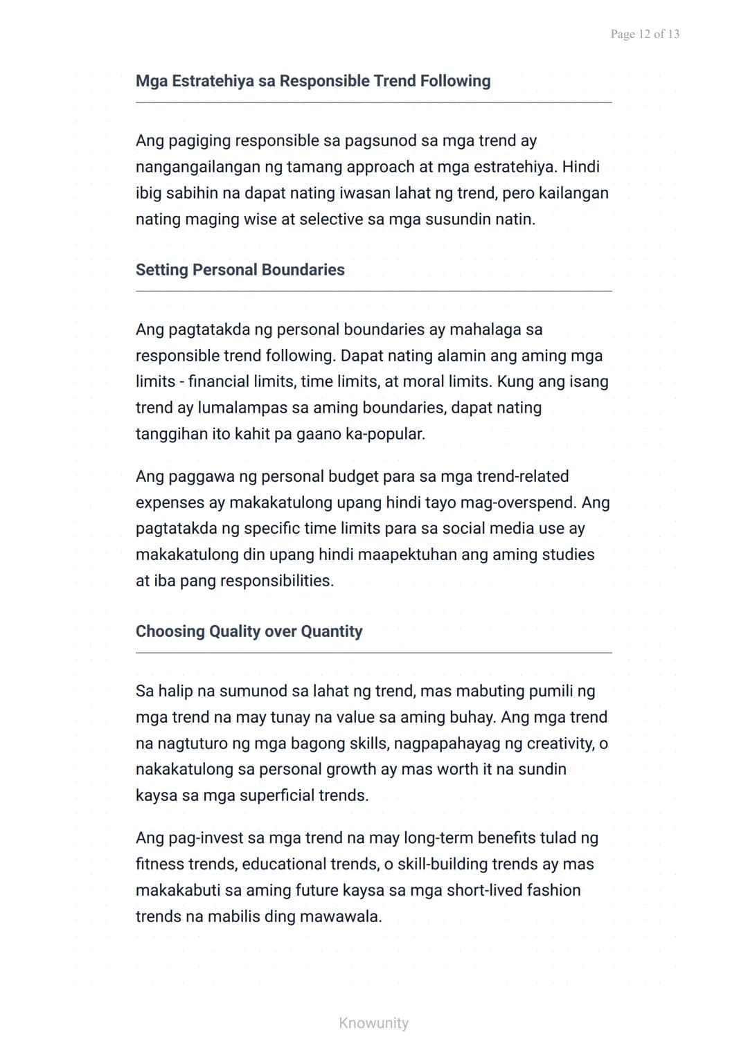 --- OCR Start ---
Pagkilala at Pagsusuri ng mga Trend sa Makabagong Panahon
Pagsusuri ng positibo at negatibong epekto ng
mga trend sa kabat