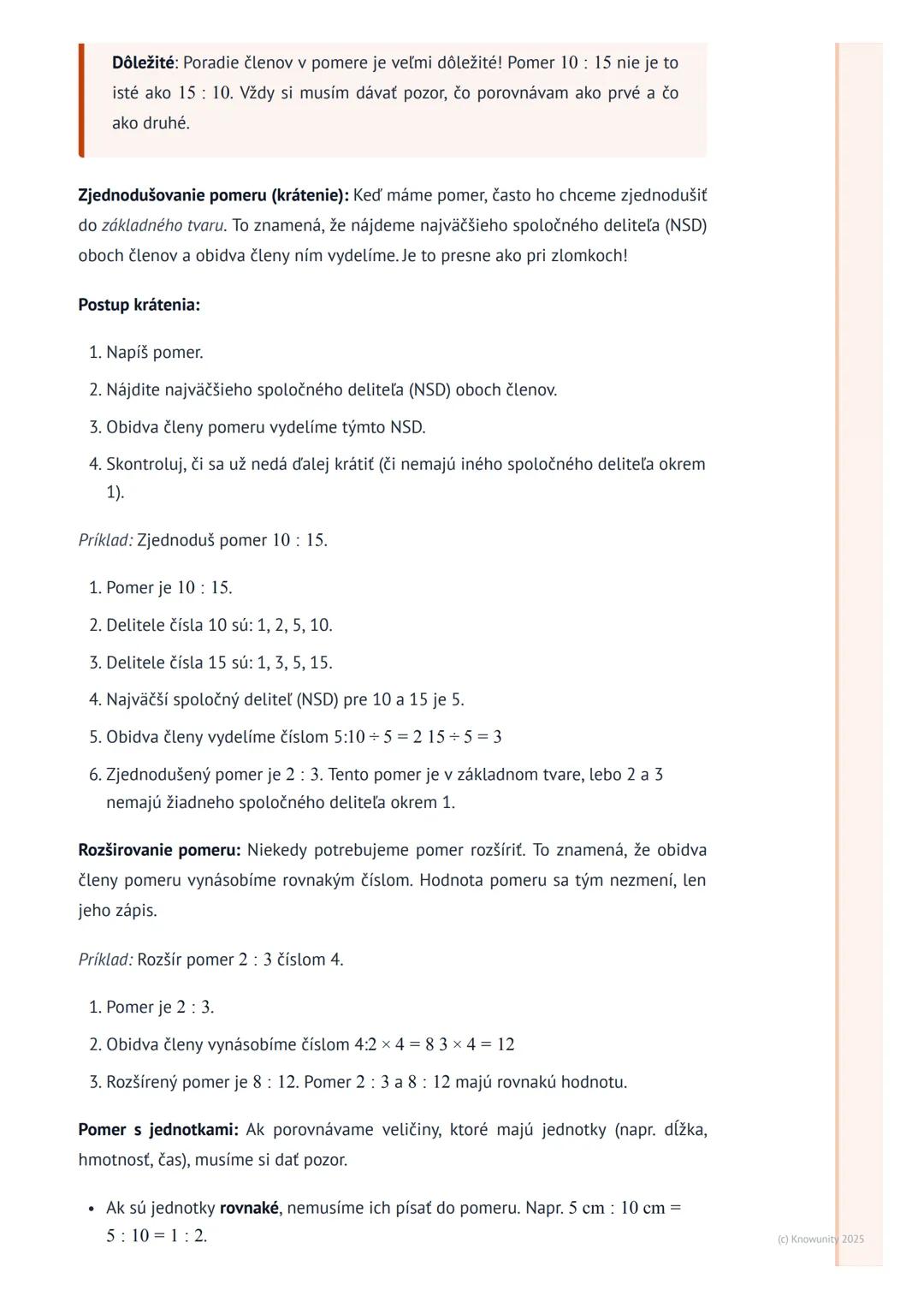 # Pomer

1. Prehľad pomeru

Pomer je spôsob, ako porovnávame dve alebo viac čísel, ktoré hovoria o množstve
niečoho. Ukazuje nám, koľkokrát 