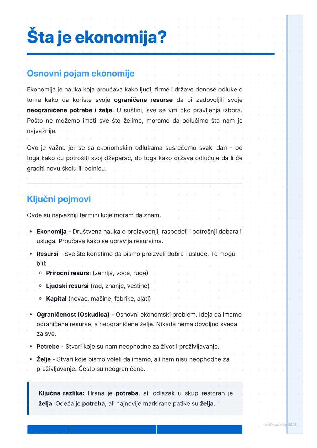 # Šta je ekonomija?

Osnovni pojam ekonomije

Ekonomija je nauka koja proučava kako ljudi, firme i države donose odluke o
tome kako da koris