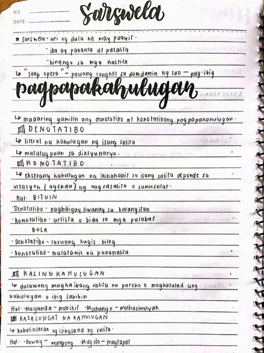 --- OCR Start ---
DATE:
lecture notes in
FILIPINO 8
1st
OTR
Spring Seaf
1st Quarter
bayan
NO
DATE: 19/03/13
se ng panitikang idinaanan so
am